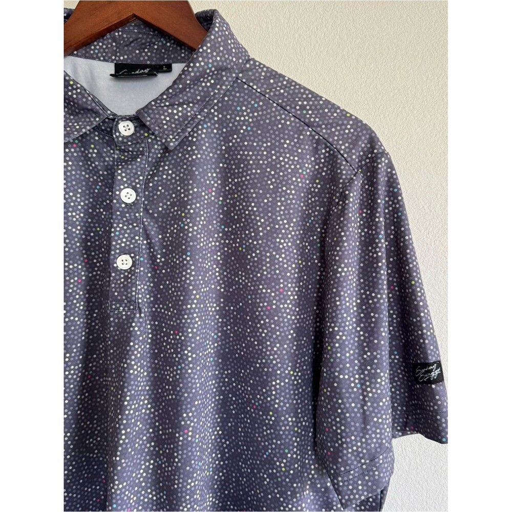 Sunday Swagger "On Point" Gray Micro Dot Performance Golf Polo - Size Large
